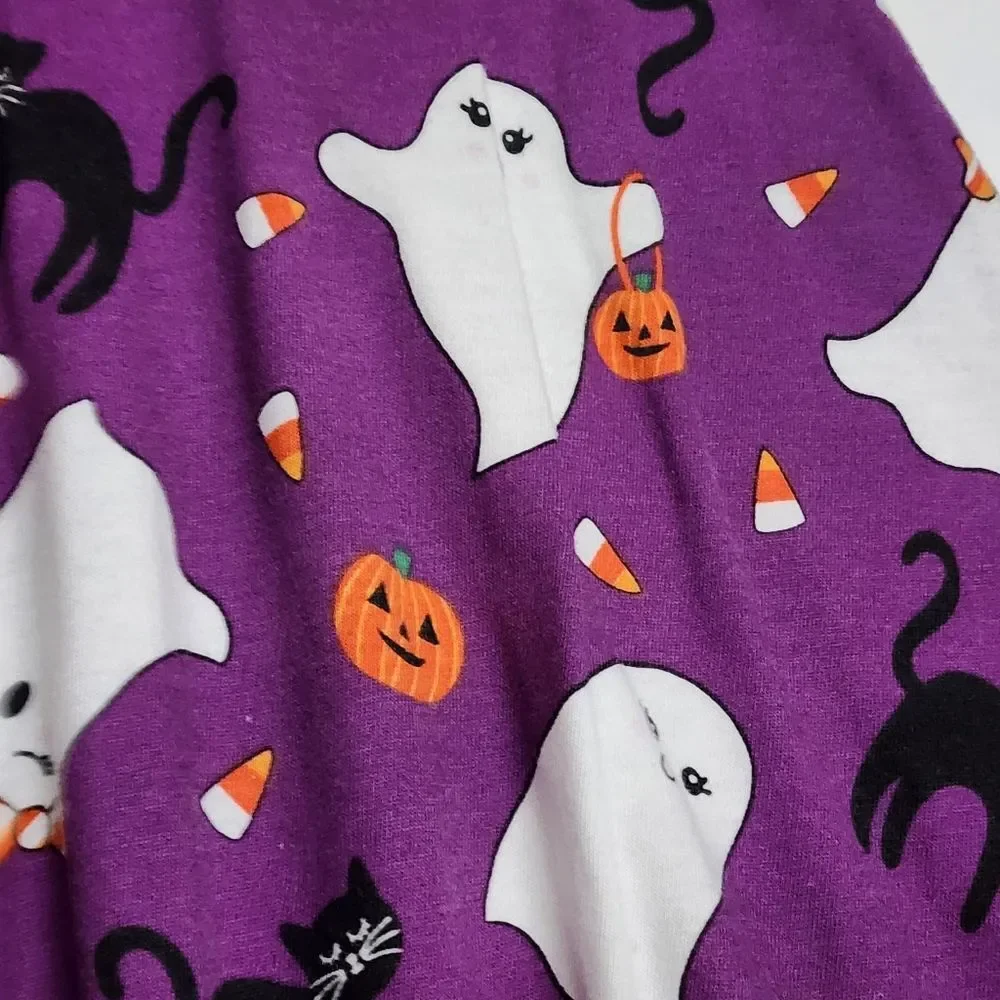 Girls Friendly Ghosts Pumpkins Purple Halloween Dress Size Large L 10/12